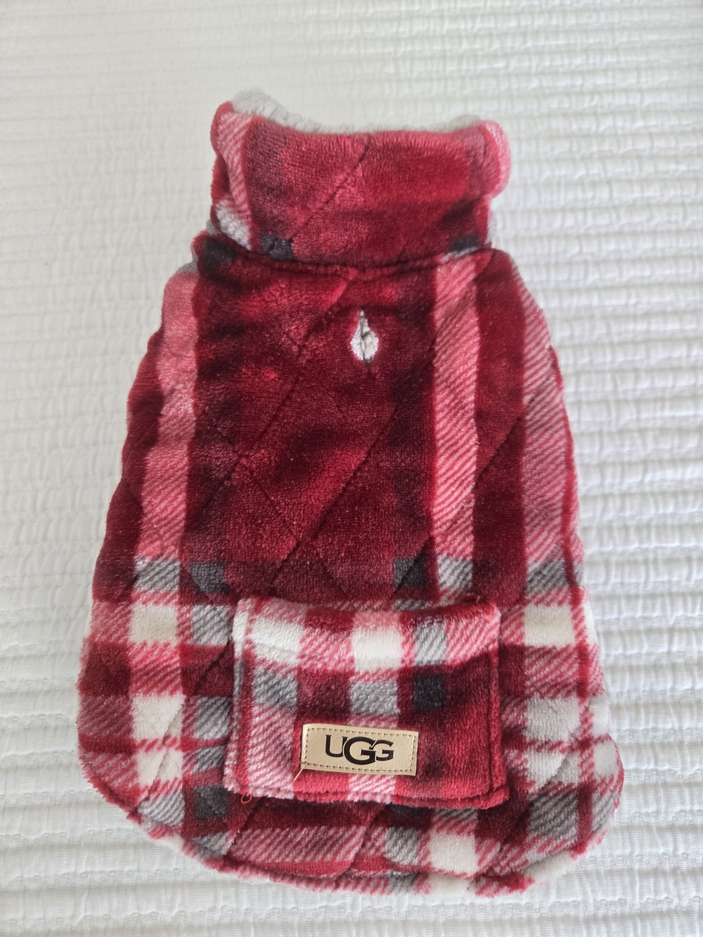 UGG Avery Quilted Autumn Plaid Sherpa Dog Coat